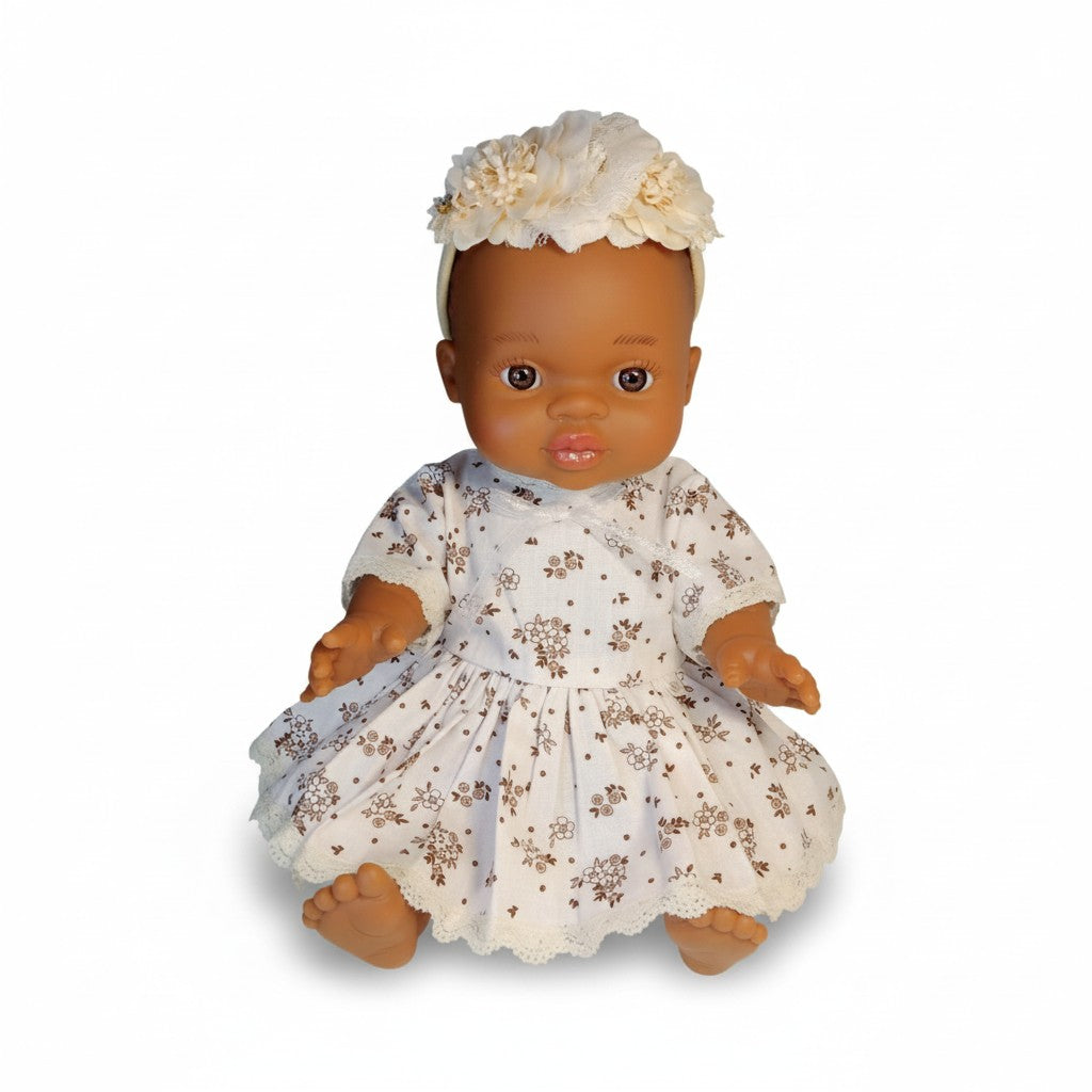 Handmade floral elastic headband for Baby Born doll 32–50 cm