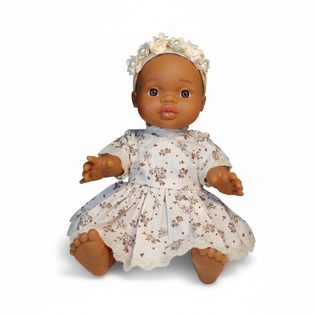 Handmade floral elastic headband for Baby Born doll 32–50 cm