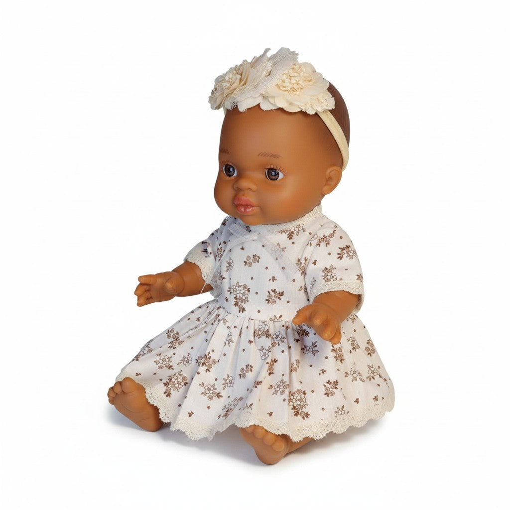 Handmade floral elastic headband for Baby Born doll 32–50 cm