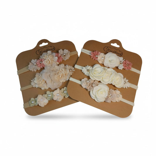 Handmade elastic flower headbands set for Baby Born dolls 32–50 cm