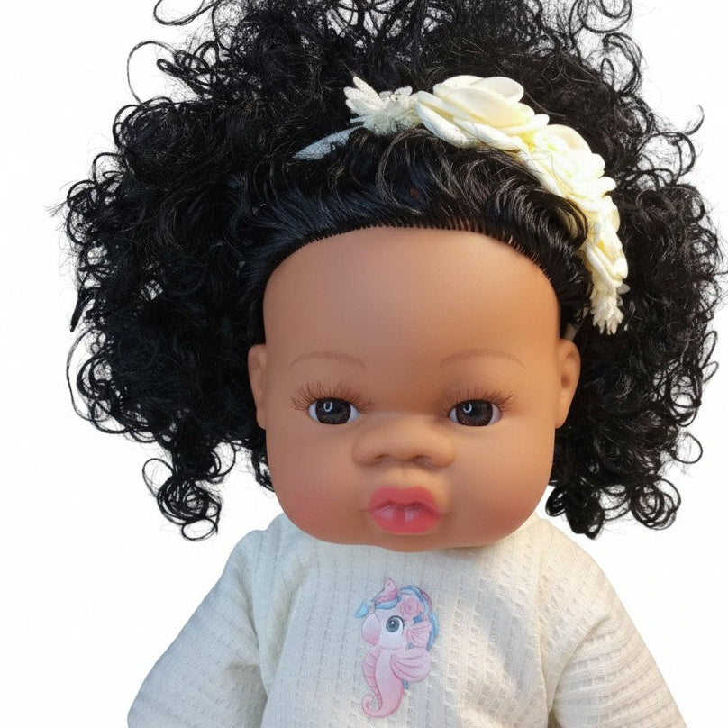 Handmade floral elastic headband for Baby Born doll 32–50 cm