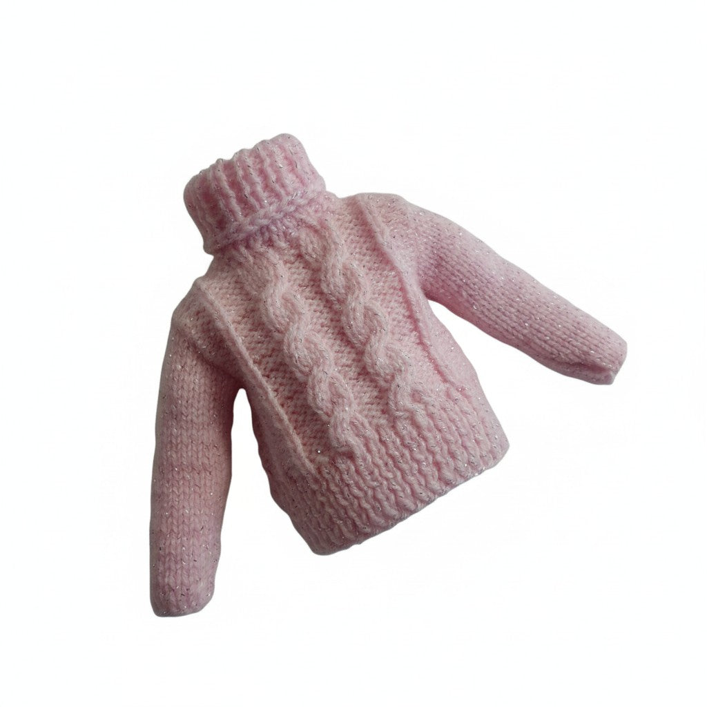 Pink handmade knitted outfit for Paola Reina 12 inch doll sweater hat scarf set